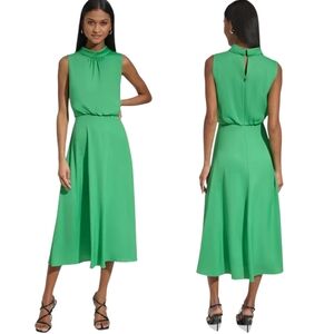 Karl Lagerfeld Paris Green Roll Collar Sleeveless Midi Dress Size 2